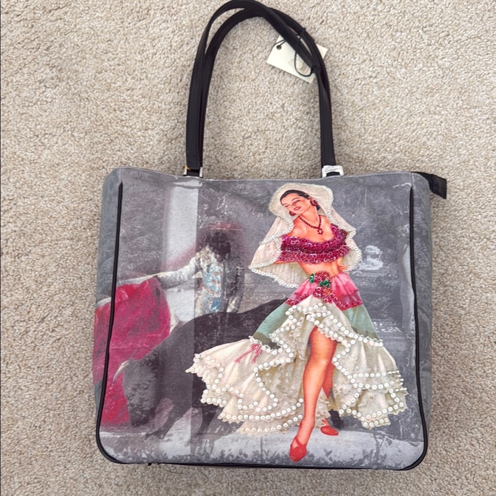NWT Isabella Fiore Beaded Tote with Zipper